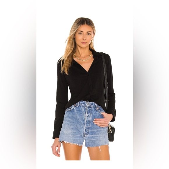 Bobi Light Weight Jersey Button Up in Black. Size XS. New Without Tags. - Picture 2 of 7